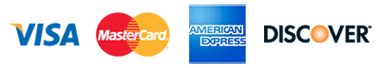 Visa, Mastercard, American Express, Discover credit cards