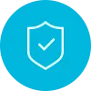 Shield with checkmark icon representing dental protection and safety assurance.