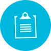 Clipboard with checklist and padlock icon on blue background, representing dental care planning or secure patient records.